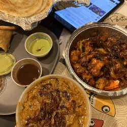 Cafe Nova - Parotta bread, fried chicken & shrimp masala