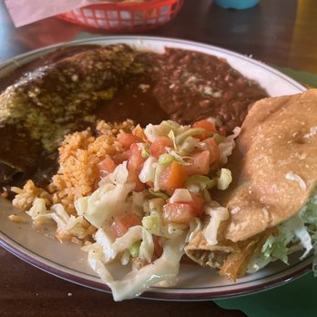 Tony's Jacal - Turkey taco and turkey enchilada with spicy mole - Salad Near Me - Solana Beach, California