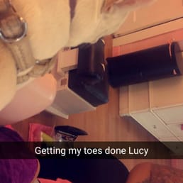 Lucy watching me get my toes done.