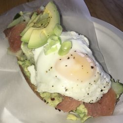 Goodness Cafe By Sweet Melissa - Avocado Toast with salmon and fried egg