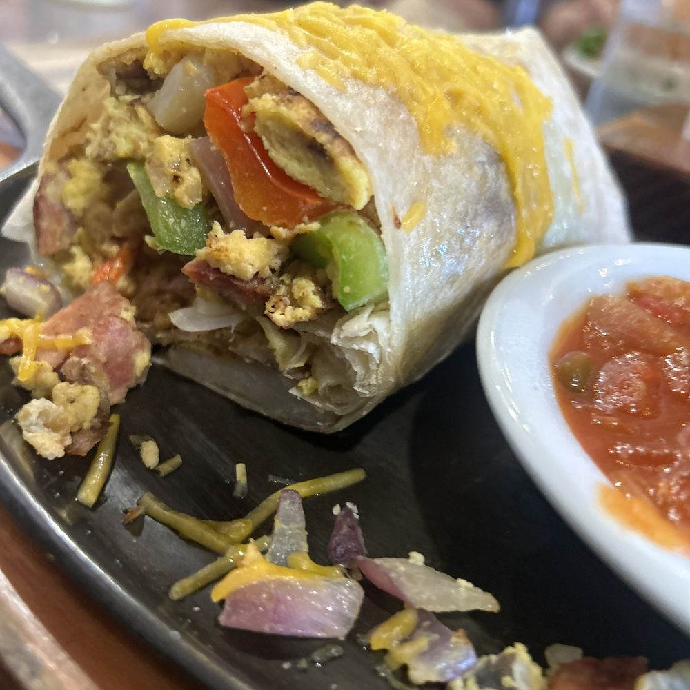 Huckleberry's - 1/2 breakfast burrito with Andouille sausage - Southern Near Me - Anaheim, California
