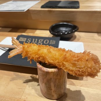 Sugo Hand Roll Bar - Miso shooter with crispy shrimp - Sushi Bars Near Me - Seattle, Washington Sugo Hand Roll Bar - Miso shooter with crispy shrimp - Sushi Bars Near Me - Seattle, Washington