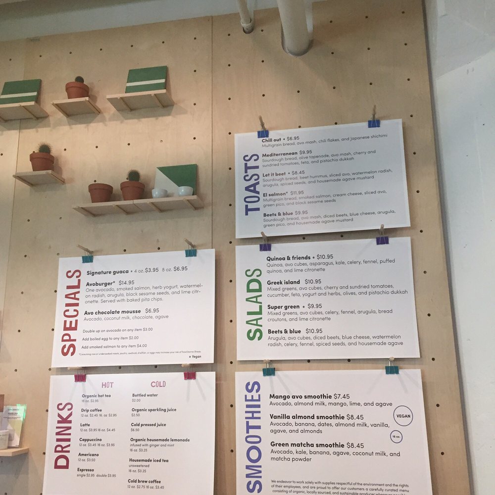 Avo - Menu as of August 2017. - Sandwiches Near Me - Brooklyn, New York Avo - Menu as of August 2017. - Sandwiches Near Me - Brooklyn, New York