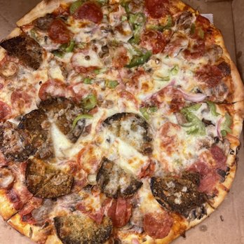 Piccola New York Pizza - Supreme Pizza Large 16" 1/2 no green peppers add eggplant . - Pizza Near Me - Atlanta, Georgia Piccola New York Pizza - Supreme Pizza Large 16" 1/2 no green peppers add eggplant . - Pizza Near Me - Atlanta, Georgia