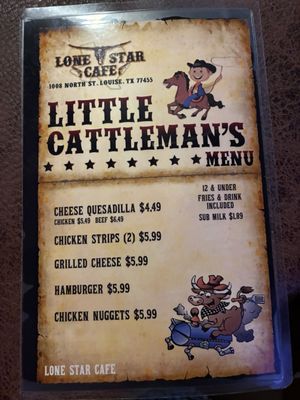 Menu photo 2 Lone Star Cafe Louise, TX