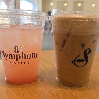 8th Symphony Coffee - Guava refresher less ice and double espresso with oat milk - Coffee & Tea Near Me - Cerritos, California