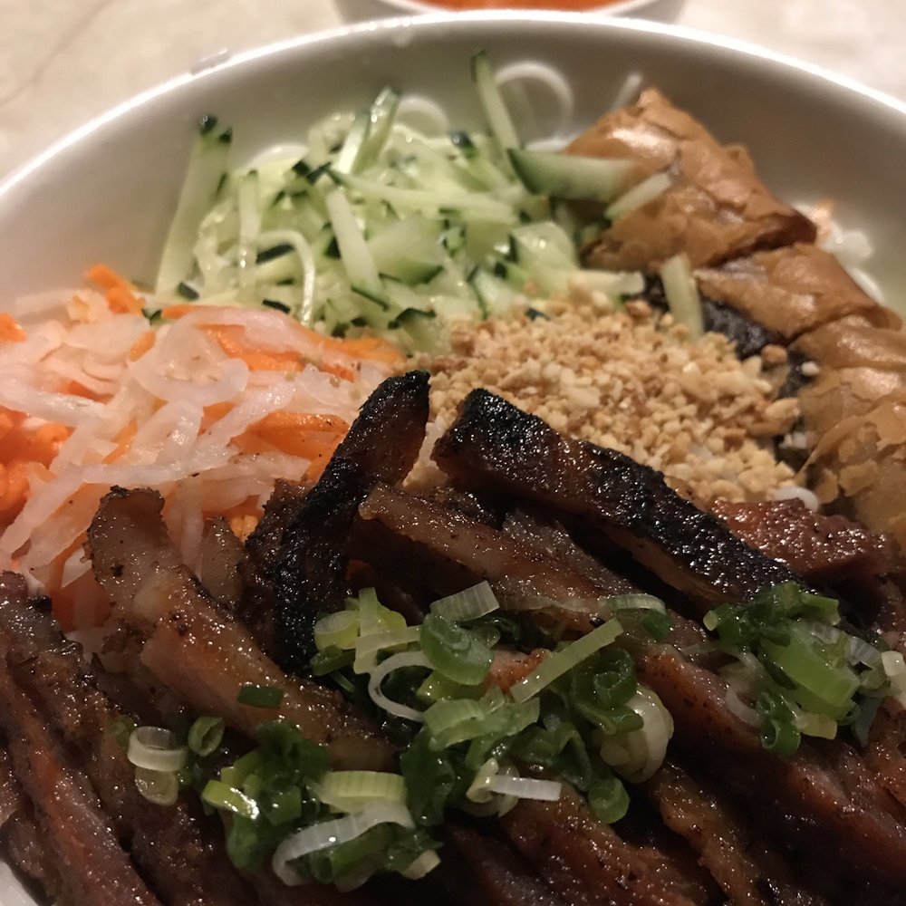 Bambu Vietnamese Cuisine - Vermicelli bowl- pork with egg roll - Vietnamese Near Me - Springfield, Missouri Bambu Vietnamese Cuisine - Vermicelli bowl- pork with egg roll - Vietnamese Near Me - Springfield, Missouri