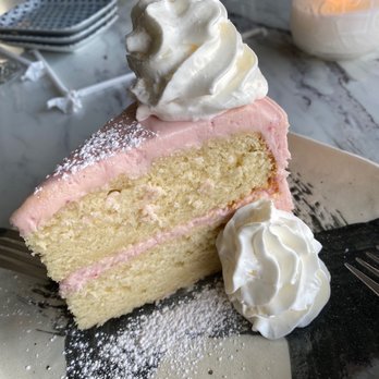 Carruthers - 6/16/2022 - Double Layer Vanilla Cake - dense tasty cake with super yummy strawberry cream cheese frosting - New American Near Me - Astoria, Oregon