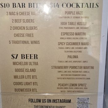The Continental Bar - Bar menu - Sports Bars Near Me - New York, New York The Continental Bar - Bar menu - Sports Bars Near Me - New York, New York