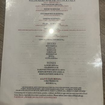 Wildemere - Drink menu - Bars Near Me - Detroit, Michigan