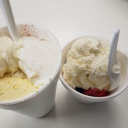 Elotes in a cup, and very generous 2 scoops of ice cream!