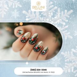 Bellini Nail Bar - Shine bright with holiday glitter A beautiful set that matches every Christmas party. Treat yourself to festive nails
Book today
