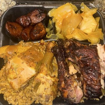 Garifuna Flava - Stew Chicken and Jerk Chicken  Fried Ripe Plantains  Cabbage Belizean Rice & Beans - Caribbean Near Me - Chicago, Illinois