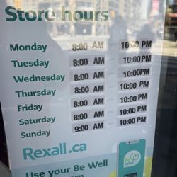 Rexall Drugstore - Hours