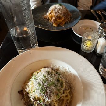 Abruzzo Italian Kitchen - Carbonara pasta and my husband's wild boar pasta. - Italian Near Me - Whitefish, Montana Abruzzo Italian Kitchen - Carbonara pasta and my husband's wild boar pasta. - Italian Near Me - Whitefish, Montana