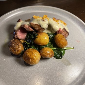 The Iberian Pig - Flatiron Steak with spinach & potatoes - another favorite!! - Spanish Near Me - Decatur, Georgia The Iberian Pig - Flatiron Steak with spinach & potatoes - another favorite!! - Spanish Near Me - Decatur, Georgia