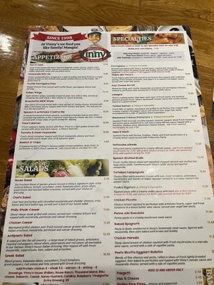 Menu photo 1 Vinnys Italian grill Bealeton, VA