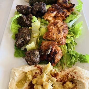 Shish Grill - Lunch Platter with 2 meats and 2 sides (hummus. grape leaves) - Salad Near Me - Boca Raton, Florida