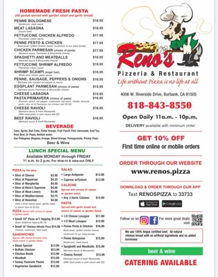 Menu photo 8 Reno's Pizzeria & Restaurant Burbank, CA Menu photo 8 Reno's Pizzeria & Restaurant Burbank, CA