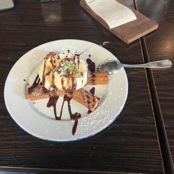 Clandestino Gastro-Bar - These HOUSE MADE DRESSED UP FRESH MADE CHURROS TOPED OFF WITH VANILLA ICE CREAM ARE THE BEST CHURROS I HAVE HAD IN A LONG TIME! - Latin American Near Me - Azusa, California Clandestino Gastro-Bar - These HOUSE MADE DRESSED UP FRESH MADE CHURROS TOPED OFF WITH VANILLA ICE CREAM ARE THE BEST CHURROS I HAVE HAD IN A LONG TIME! - Latin American Near Me - Azusa, California