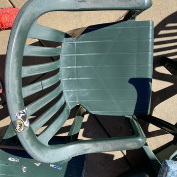 Wahoo's Fish Taco - This is the actual weathered chair that broke. Every chair out there was like this. - Mexican Near Me - Englewood, Colorado Wahoo's Fish Taco - This is the actual weathered chair that broke. Every chair out there was like this. - Mexican Near Me - Englewood, Colorado