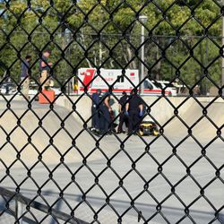 Harvard Skate Park - A man fell over the spine and couldn't get up. 911 was called.