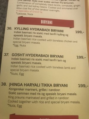 Menu photo 5 Grand Taj Indian Restaurant Oslo, 03