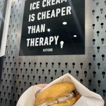 Afters Ice Cream - Chocolate malted milkshake in a milky bun with chocolate syrup - Ice Cream & Frozen Yogurt Near Me - Orange, California