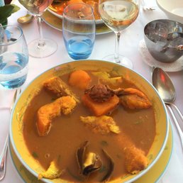 Second step of the Bouillabaisse meal: the fish in its broth. Second step of the Bouillabaisse meal: the fish in its broth.