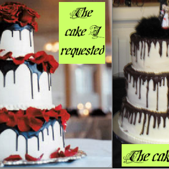 Gold Country Cakes - The cake on the left is the picture I gave Tina of what I wanted. Photo on right is what I got. - Bakeries Near Me Gold Country Cakes - The cake on the left is the picture I gave Tina of what I wanted. Photo on right is what I got. - Bakeries Near Me