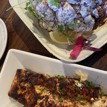 Mazra - Cauliflower is one of my go to's since the new menu and love grilled anything from here!!! This is the salmon I got Ala carte. - Middle Eastern Near Me - San Bruno, California Mazra - Cauliflower is one of my go to's since the new menu and love grilled anything from here!!! This is the salmon I got Ala carte. - Middle Eastern Near Me - San Bruno, California