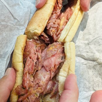 Opa's Smoked Meats - Sliced jalapeno sausage on hoagie with Düsseldorf mustard  5/2024 - Meat Shops Near Me - Fredericksburg, Texas