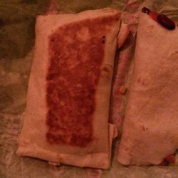 Taco Mundo - Veggie burrito ('gigante' size) on the left, soft shell veggie taco on the right.