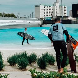 Surfers and wave pool (photo taken by elaine)