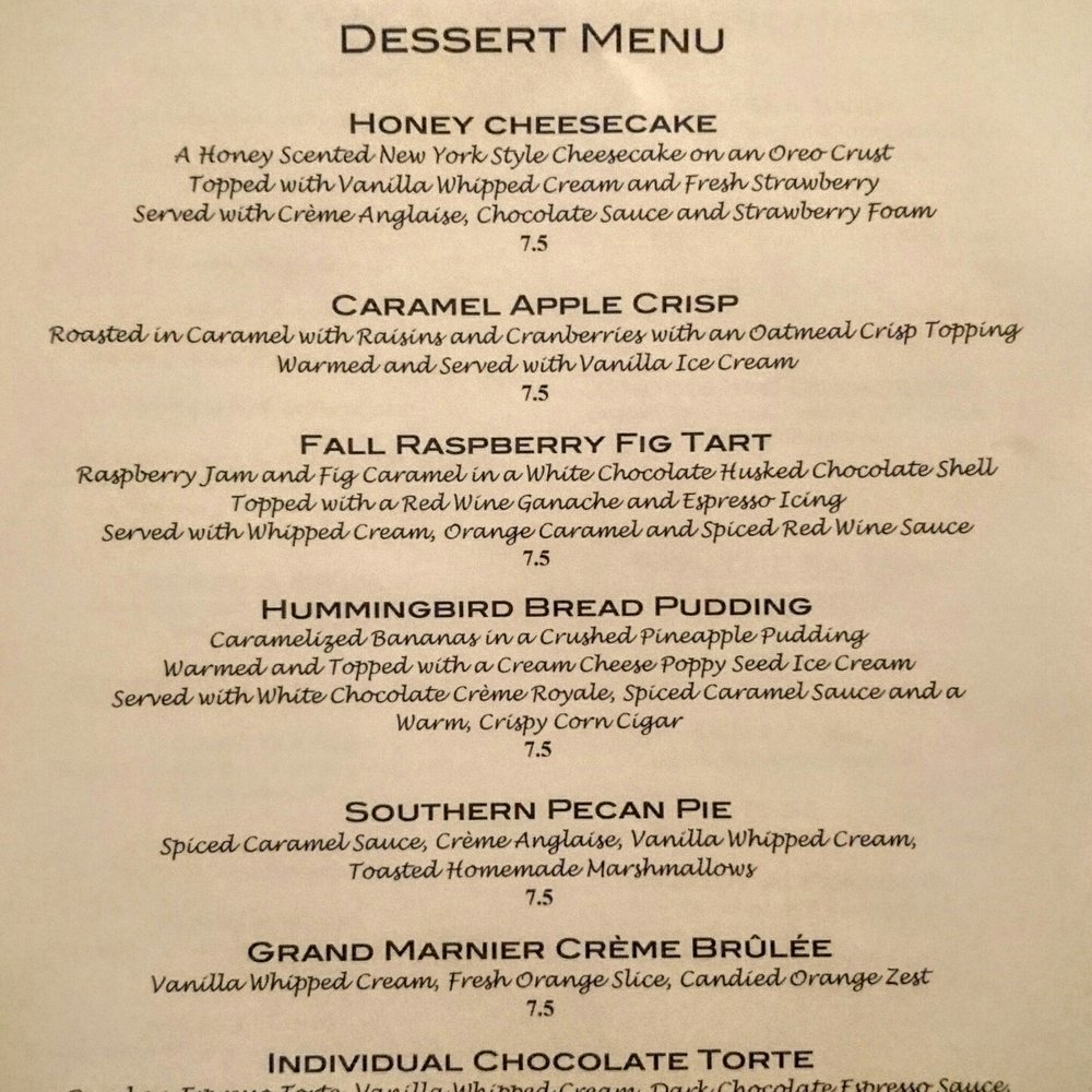Southern Inn - Dessert menu. Thurs dinner 2016-11-03 - Bars Near Me - Lexington, Virginia Southern Inn - Dessert menu. Thurs dinner 2016-11-03 - Bars Near Me - Lexington, Virginia
