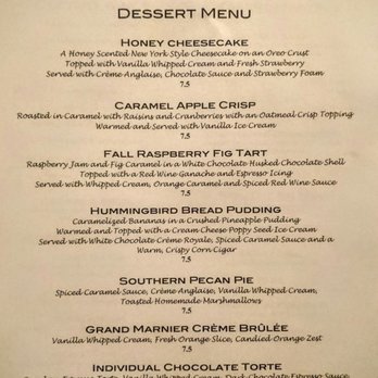 Southern Inn - Dessert menu. Thurs dinner 2016-11-03 - Bars Near Me - Lexington, Virginia Southern Inn - Dessert menu. Thurs dinner 2016-11-03 - Bars Near Me - Lexington, Virginia