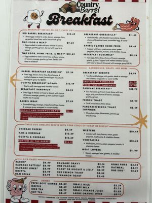 Menu photo 4 Country Barrel Okeana, OH