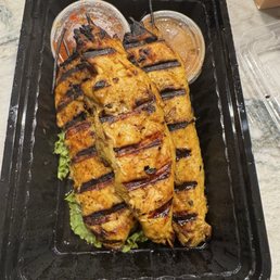 Chicken Skewers with two dips on side