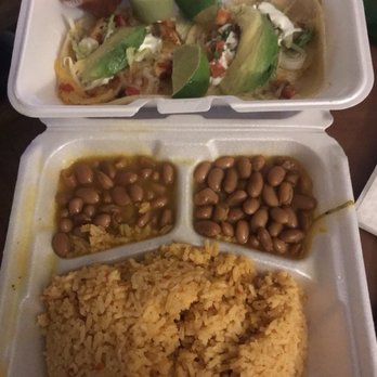 Los Potrillos - Fish and salmon tacos supreme.  Rice and beans - Food Trucks Near Me - Philadelphia, Pennsylvania