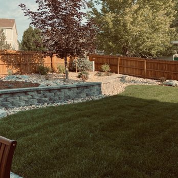 Wildflower Landscape Services - Retaining Wall and New Grass - Landscaping Near Me - Thornton, Colorado