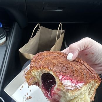Izzio Bakery - Inside of the raspberry la roulette!- sooooo good! - Bakeries Near Me - Denver, Colorado Izzio Bakery - Inside of the raspberry la roulette!- sooooo good! - Bakeries Near Me - Denver, Colorado