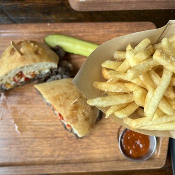 Finney's Crafthouse - Orange - prime rib cheesesteak + fries = $14 - New American Near Me - Orange, California
