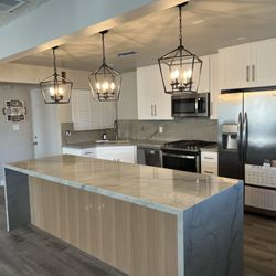 Amazon Stones - Quartzite counter top and backsplash