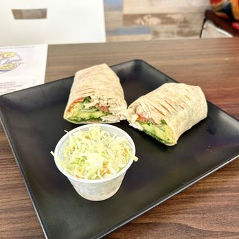 Ginger & Lime - Gluten Free Chicken Avocado wrap with delicious Cole slaw - Juice Bars & Smoothies Near Me - Palm Harbor, Florida Ginger & Lime - Gluten Free Chicken Avocado wrap with delicious Cole slaw - Juice Bars & Smoothies Near Me - Palm Harbor, Florida