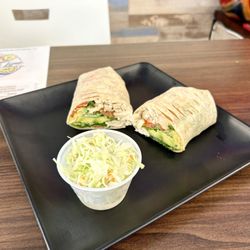 Ginger & Lime - Gluten Free Chicken Avocado wrap with delicious Cole slaw