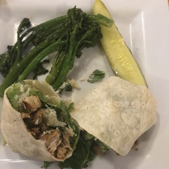 Clouds Brewing - Chicken Caesar Wrap with Broccolini (and a bite taken lol) - New American Near Me - Durham, North Carolina Clouds Brewing - Chicken Caesar Wrap with Broccolini (and a bite taken lol) - New American Near Me - Durham, North Carolina