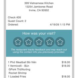 Total bill.  Expensive and we didn't order drinks.