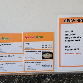 Gina's B-B-Q - menu options - Korean Near Me - Honolulu, Hawaii Gina's B-B-Q - menu options - Korean Near Me - Honolulu, Hawaii