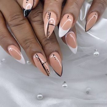 Polish Nail - Black and white addition (Can never go wrong with Black n White) - Nail Salons Near Me - Houston, Texas Polish Nail - Black and white addition (Can never go wrong with Black n White) - Nail Salons Near Me - Houston, Texas