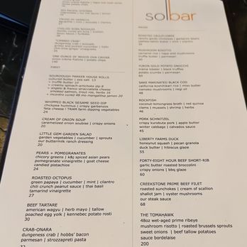 Solbar - Food Menu - New American Near Me - Calistoga, California Solbar - Food Menu - New American Near Me - Calistoga, California